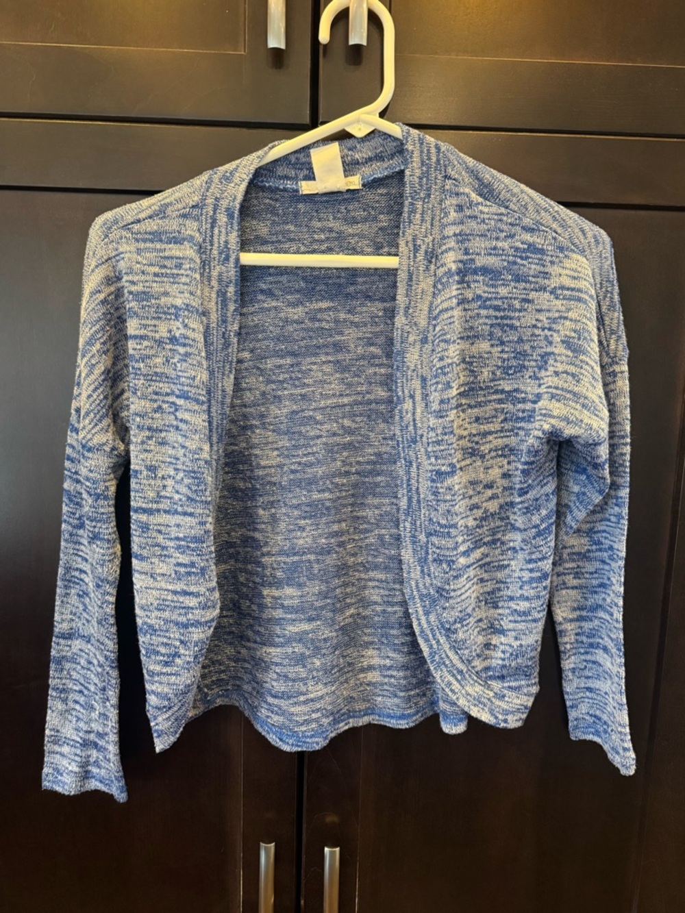 Self Esteem Blue Marled Open-Front Kids Cardigan